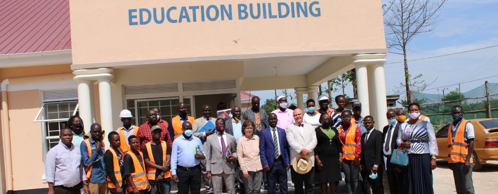The ambassador of Iceland H.E Thordis Sigur Dardottir (left) with district officials tour the ongoing construction works at Bumeru primary school The ambassador of Iceland H.E Thordis Sigur Dardottir